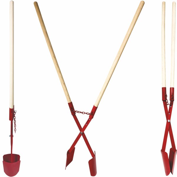 Erdlochausheber 11-28 cmØ Gr.1 Handbagger Erdlochschaufel Lochspaten m. 2 Stiele