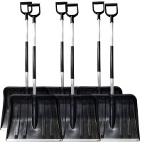 Grosse Schneeschaufel mit ergonomischen Alu-Stiel Schneeschieber 46 x 140 cm