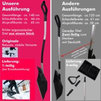 Grosse Schneeschaufel mit ergonomischen Alu-Stiel Schneeschieber 46 x 140 cm