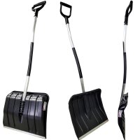 Grosse Schneeschaufel mit ergonomischen Alu-Stiel Schneeschieber 46 x 140 cm
