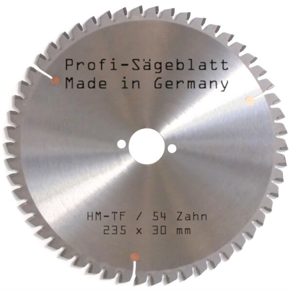 Sägeblatt 235x30mm 54TF negativ Trapez Flachzahn Hartmetall Kreissägeblatt Säge
