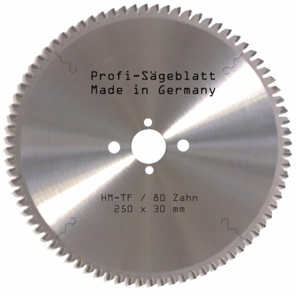 Sägeblatt 250x30mm 80TF 3,2mm  NEGATIV Trapez Flachzahn Hartmetall Kreissägeblat