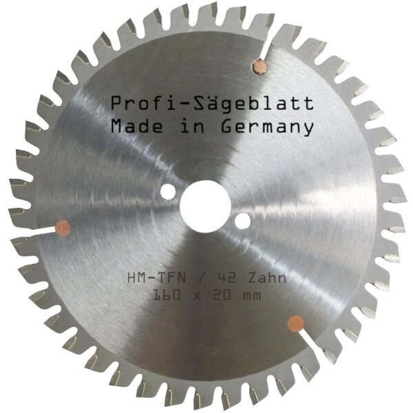 HM-Sägeblatt 160x20mm Z= 42 TFN NEGATIV Hartmetall Kreissägeblatt Flachzahn