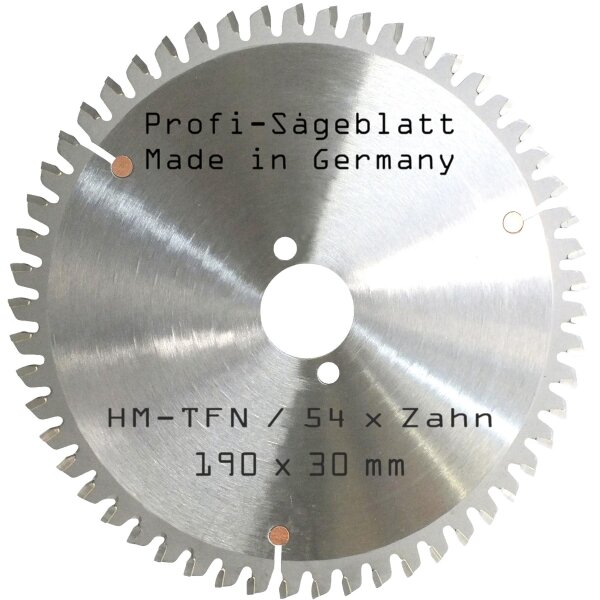 HM-Sägeblatt 190x30mm Z= 54 TFN NEGATIV Trapez Flachzahn Kreissägeblatt