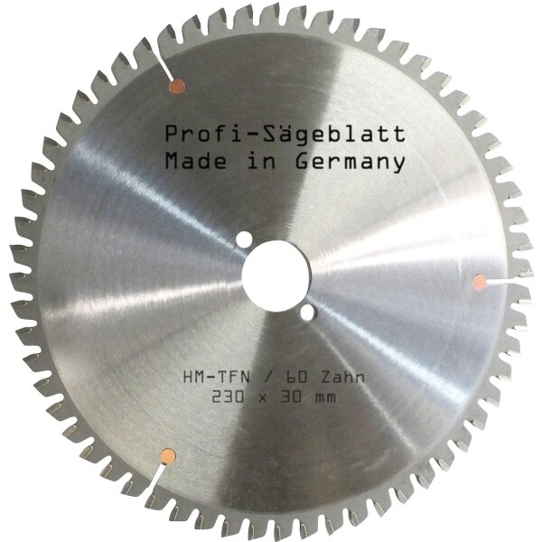 HM-Sägeblatt 230x30mm Z= 60 TFN NEGATIV Flachzahn Kreissägeblatt Trapez Säge