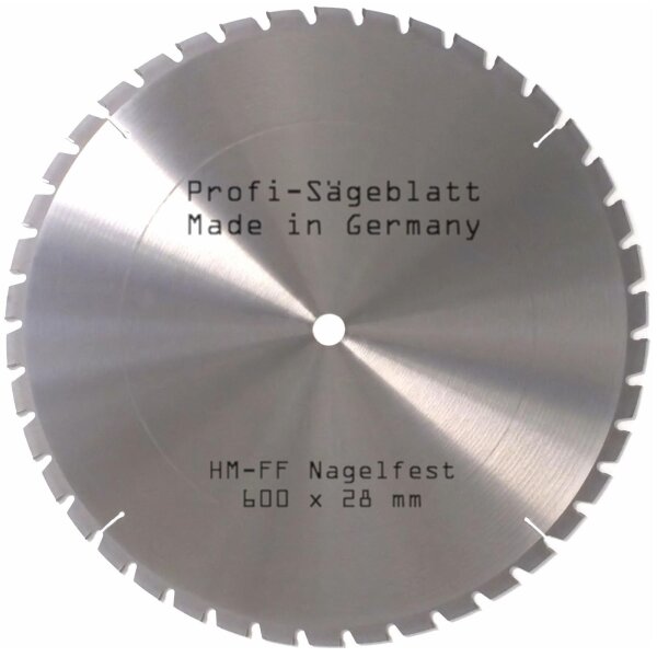 HM Sägeblatt FF 600x30/*28* mm mit Reduzierring 30/28mm Nagelfest Kreissägeblatt