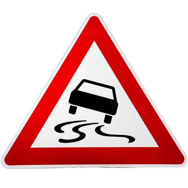 ORIGINAL Verkehrszeichen Nr 114 " Schleuder- oder Rutschgefahr " RA1 Schild