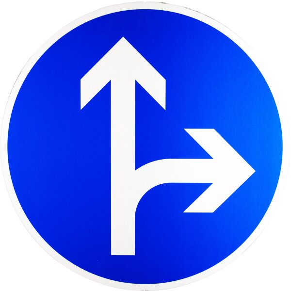 ORIGINAL Verkehrszeichen 214-20 Vorgeschriebene Fahrtrichtung gerade oder rechts