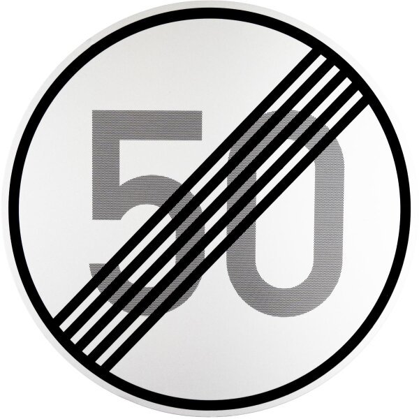 ORIGINAL Schild 278-50 Ende der zulässigen Höchstgeschwindigkeit 50 km/h 600 mm