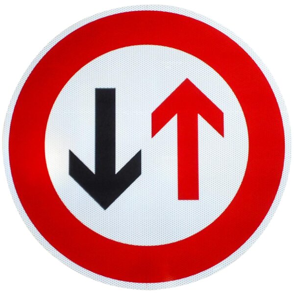 ORIGINAL Verkehrsschild Nr 208 " Vorrang des Gegenverkehrs " RA2 Strassenschild