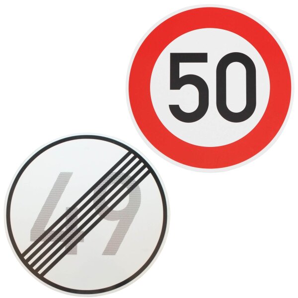 Verkehrszeichen Ende 49 km/h und Beginn 50 km/h zum Geburtstag !