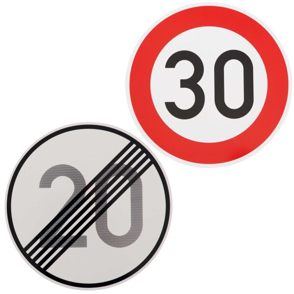 Verkehrszeichen Ende 20 km/h und Beginn 30 km/h zum Geburtstag !