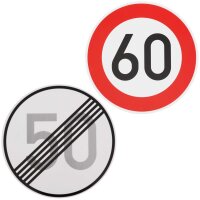 Verkehrszeichen Ende 50 km/h und Beginn 60 km/h zum Geburtstag !