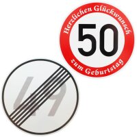 Verkehrszeichen Ende 49 km/h und Beginn 50 km/h mit...
