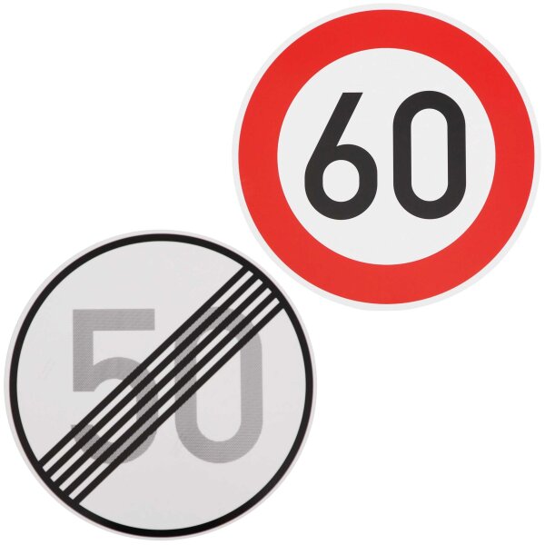 Verkehrszeichen Ende 50 km/h und Beginn 60 km/h nach StVO zum Geburtstag !