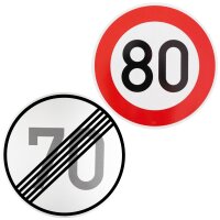 Verkehrszeichen Ende 70 km/h und Beginn 80 km/h nach StVO zum Geburtstag !