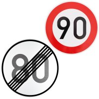 Verkehrszeichen Ende 80 km/h und Beginn 90 km/h nach StVO zum Geburtstag !