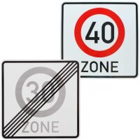 Verkehrszeichen Ende 30 Zone und Beginn 40 Zone zum...