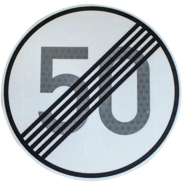 ORIGINAL Verkehrsschild Nr. 278-50 " ENDE 50 km/h " Straßenschild 600 mm RA2