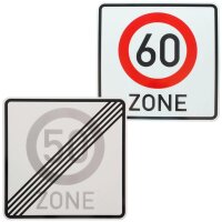 Verkehrszeichen Ende Zone 50 und Beginn 60 Zone zum Geburtstag !