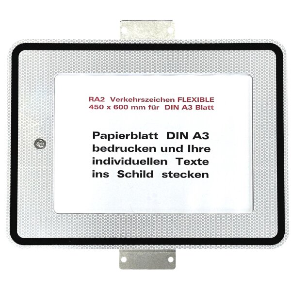 Wechsel-Zusatzzeichen 450 x 600 mm RA2 mit integrierten Haltelaschen