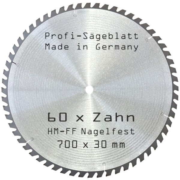Nagelfestes Sägeblatt 700 x 30 mm mit 60- Zähnen