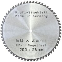 Nagelfestes Sägeblatt 700 x 28 mm mit 60- Zähnen