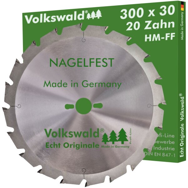 Volkswald® HM-Sägeblatt FF 300 x 30 mm Z= 20 Nagelfest Schalholz-tafel