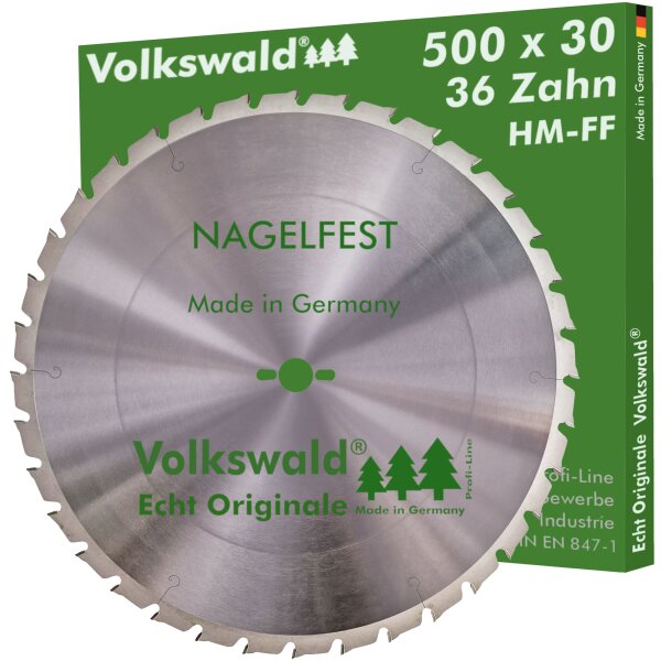 Volkswald® HM-Sägeblatt FF 500 x 30 mm Z= 36 Nagelfest Schalholz-tafel