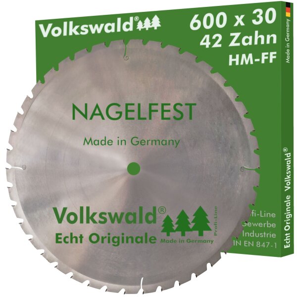 Volkswald® HM-Sägeblatt FF 600 x 30 mm Z= 42 Nagelfest Schalholz-tafel