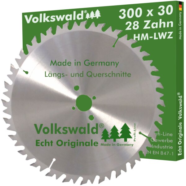 Volkswald® HM-Sägeblatt LWZ 300 x 30 mm Z= 28 Kreissägeblatt Wechselzahn