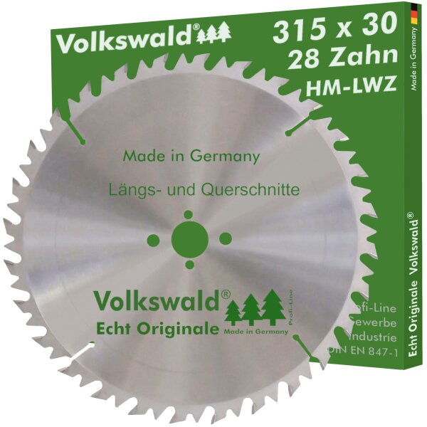Volkswald® HM-Sägeblatt LWZ 315 x 30 mm Z= 28 Wechselzahn Kreissägeblatt
