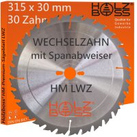 Holzboss® HM-Kreissägeblatt 30 x Zahn LWZ 315 x...