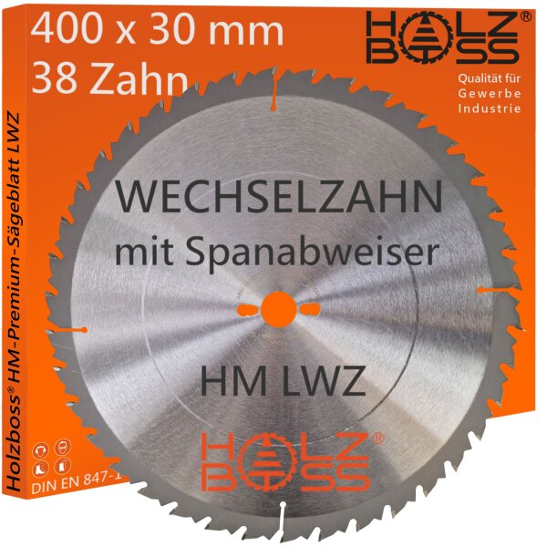 Holzboss® HM-Kreissägeblatt 38 x Zahn LWZ 400 x 30 mm mit Spanabweiser Rückschlagarm