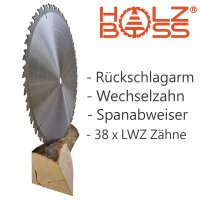 Holzboss® HM-Kreis-Sägeblatt 600 x 30 mm LWZ 38 x Wechselzahn mit Spanabweiser