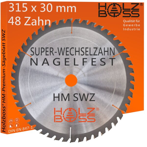 Holzboss® HM-Sägeblatt  315 x 30 mmØ  SWZ 48 x Super-Wechselzahn