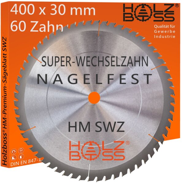 Holzboss® HM-Sägeblatt  400 x 30 mmØ  SWZ 60 x Super-Wechselzahn