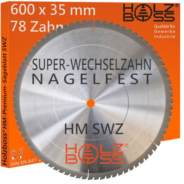Holzboss® HM-Sägeblatt  600 x 35 mmØ  SWZ 78 x Super-Wechselzahn