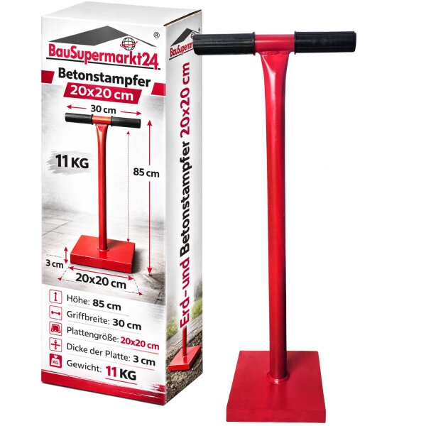 Erd- und Betonstampfer 20x20 cm Erdstampfer 85 cm Hoch Müllstampfer