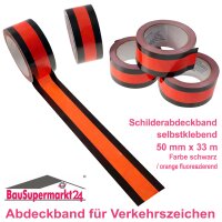 Abdeckband für Schilder 50 mm x 33 m schwarz/orange selbsklebend